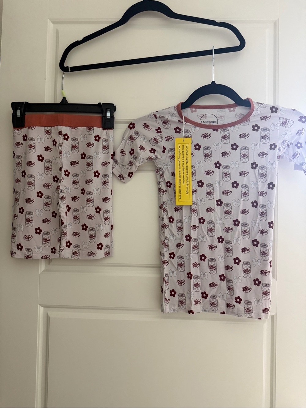 Kids DR Pepper Bamboo Floral & Can Pattern Pajama Set - Soft Short Sleeve